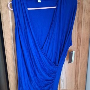 NWT Size XL Loveappella Royal Blue Wrap-Style Blouse